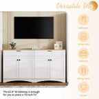 Mobile TV da masseria con 2 cassetti per TV fino a 70 pollici, mobile credenza con venature del legno