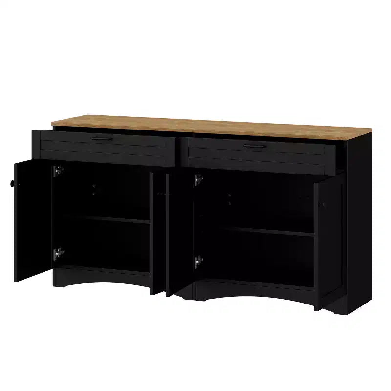 Mobile TV da masseria con 2 cassetti per TV fino a 70 pollici, mobile credenza con venature del legno
