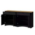 Mobile TV da masseria con 2 cassetti per TV fino a 70 pollici, mobile credenza con venature del legno