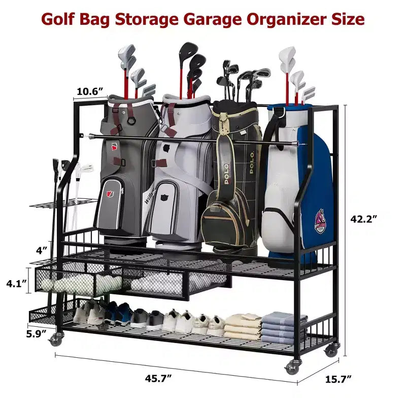 Porta sacche da golf con ruote e cassetti