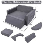 Divano da gioco componibile per bambini con fodere rimovibili – Blu / Grigio