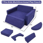Divano da gioco componibile per bambini con fodere rimovibili – Blu / Grigio