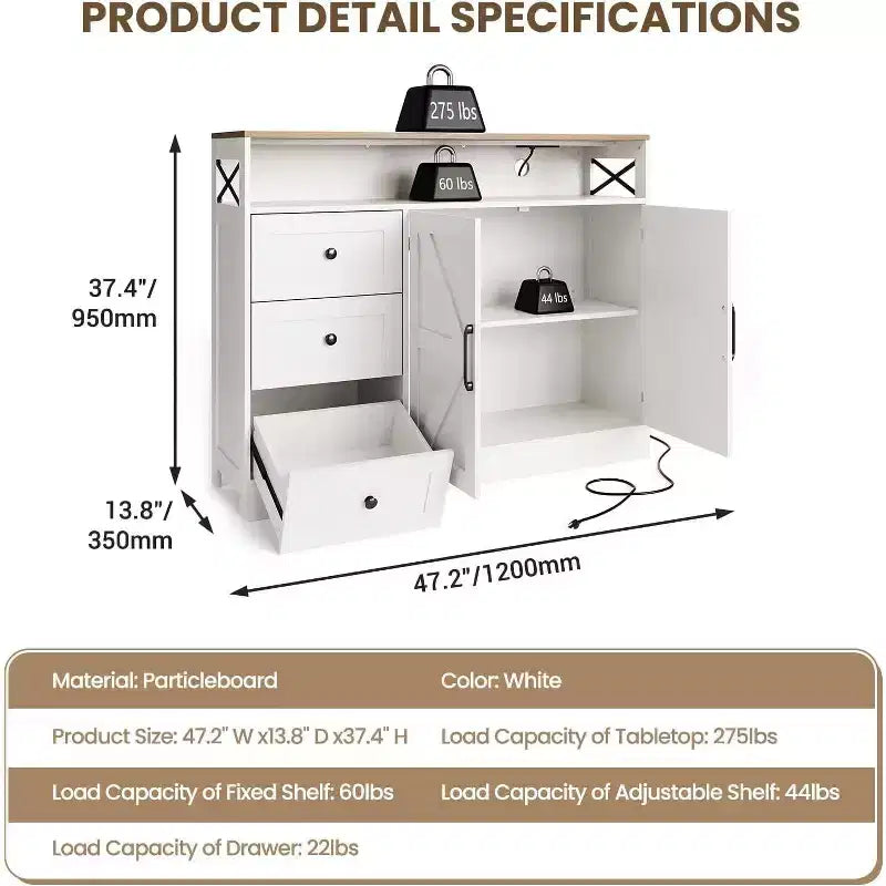 Madia Credenza da 47,2" con Vano Contenitore