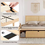 Letto a piattaforma in rattan Full Size con mobili contenitori