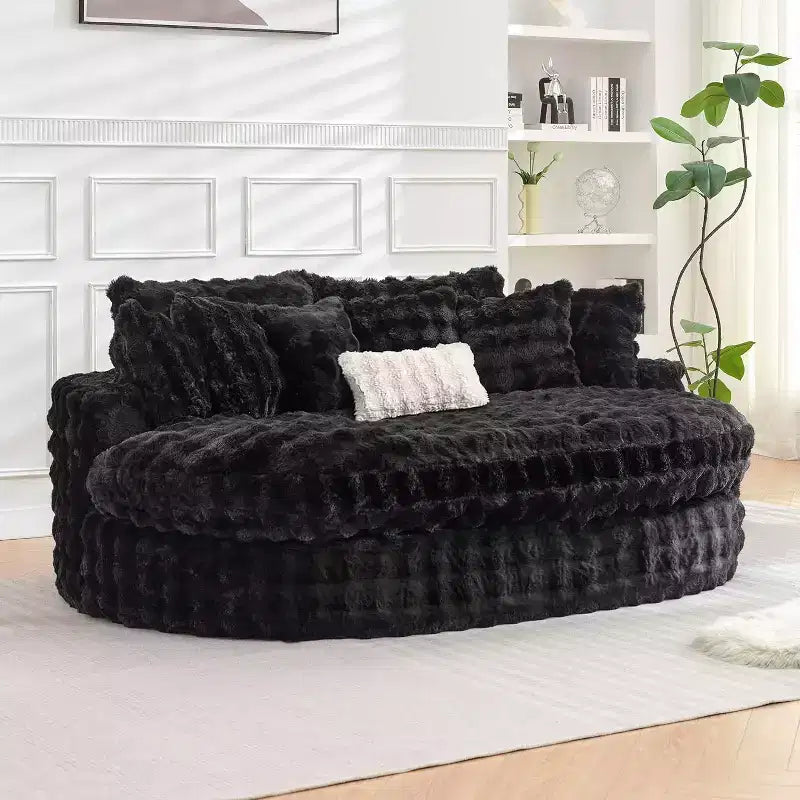 Divano rotondo oversize da 83" con 6 cuscini – Chaise longue per camera da letto e soggiorno