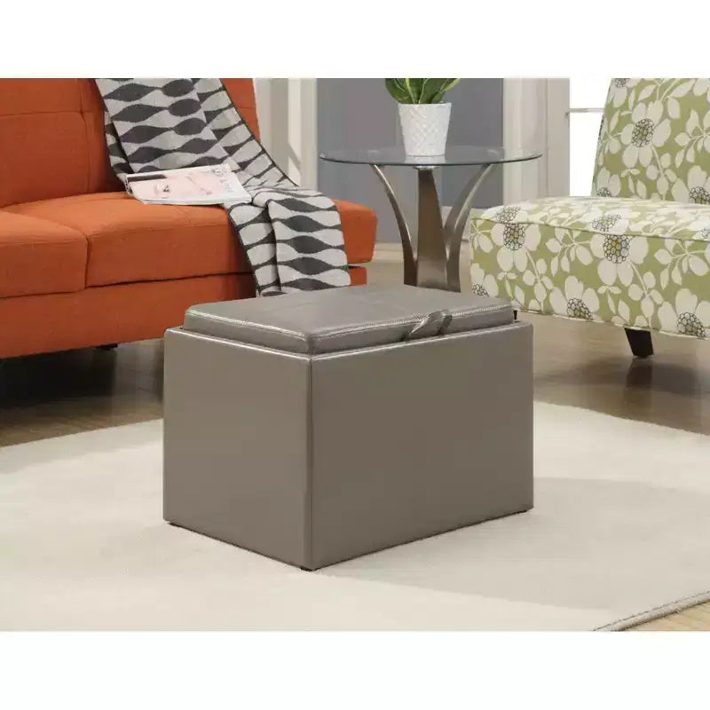 Breighton Home Luxe Comfort Storage Ottoman with Reversible Tray Top Lid