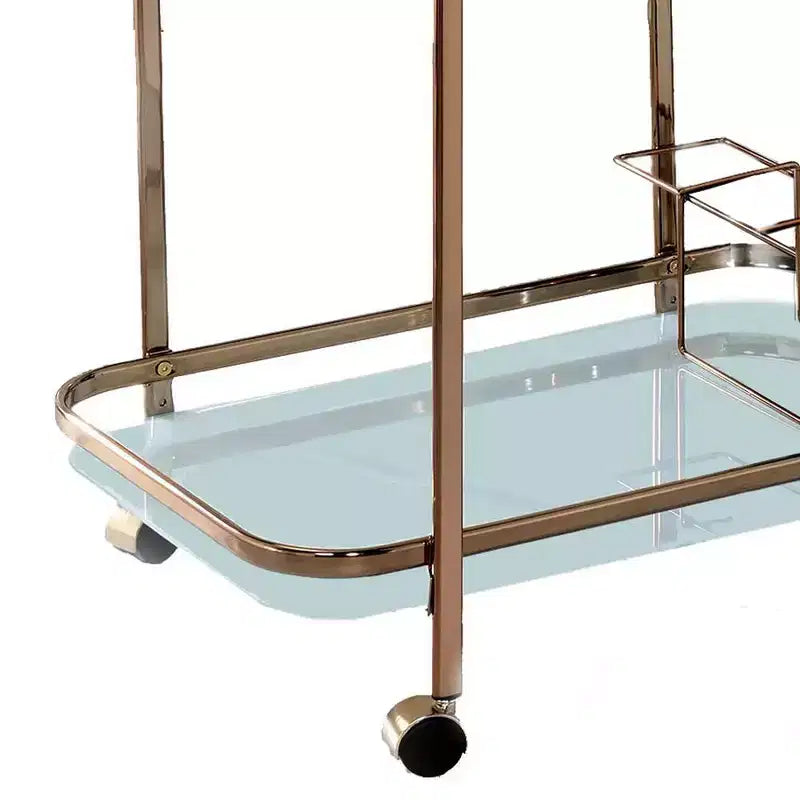 Carrello di Servizio Rettangolare in Metallo con Ripiani in Vetro Temperato