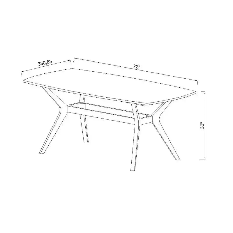 Tavolo da pranzo 72" in stile moderno di metà secolo bianco/marrone (montaggio richiesto)