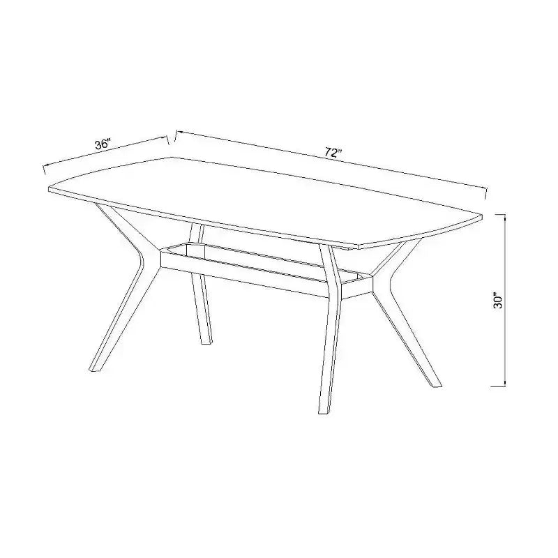 Tavolo da pranzo 72" in stile moderno di metà secolo bianco/marrone (montaggio richiesto)
