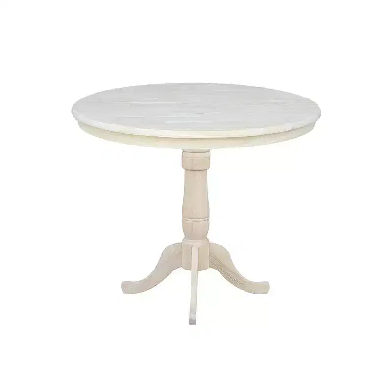 Tavolo da pranzo allungabile rotondo in legno non rifinito da 36" con prolunga rimovibile