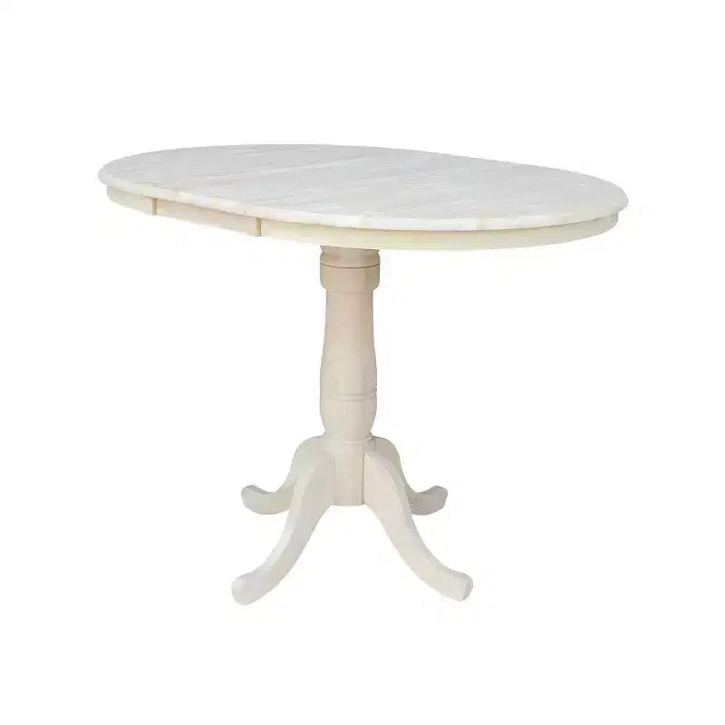 Tavolo da pranzo allungabile rotondo in legno non rifinito da 36" con prolunga rimovibile