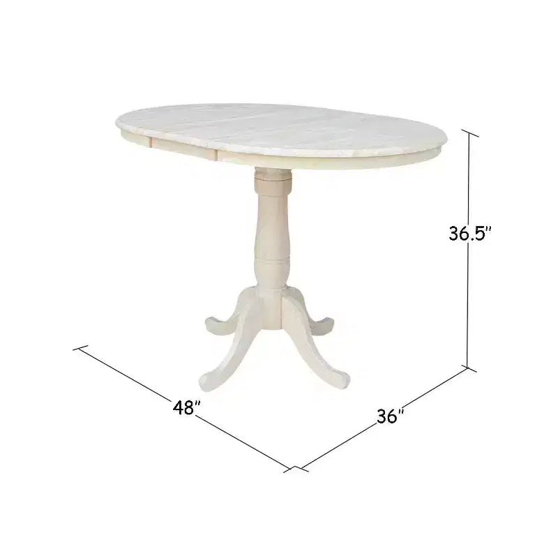 Tavolo da pranzo allungabile rotondo in legno non rifinito da 36" con prolunga rimovibile
