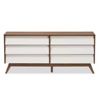 Cassettiera a 6 cassetti Mid-Century Modern – Due tonalità Noce e Bianco