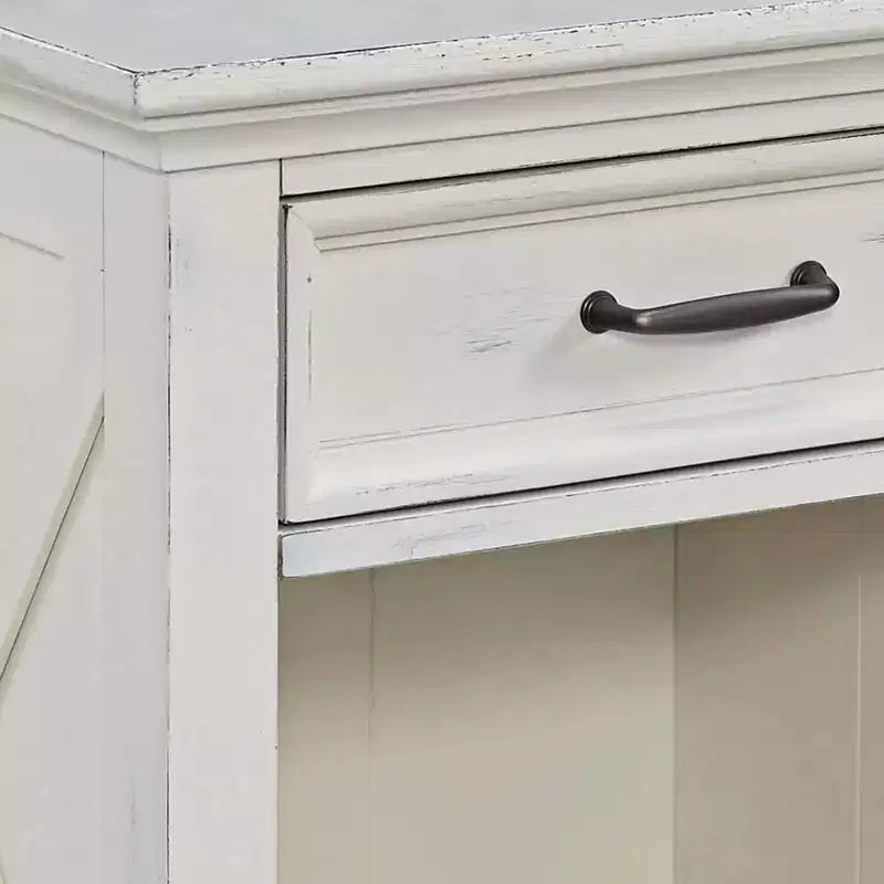 Comodino Costiero con Cassetto – Struttura in Mogano Verniciato Bianco Sporco