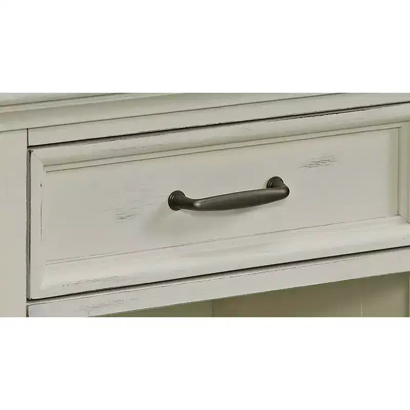 Comodino Costiero con Cassetto – Struttura in Mogano Verniciato Bianco Sporco