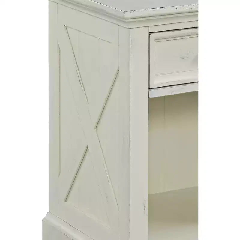 Comodino Costiero con Cassetto – Struttura in Mogano Verniciato Bianco Sporco