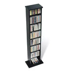 Torre di archiviazione multimediale sottile – Nera, armadietto multimediale a 7 ripiani con ripiani regolabili