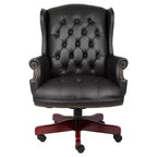 Sedia da ufficio tradizionale Wingback con altezza regolabile e base girevole