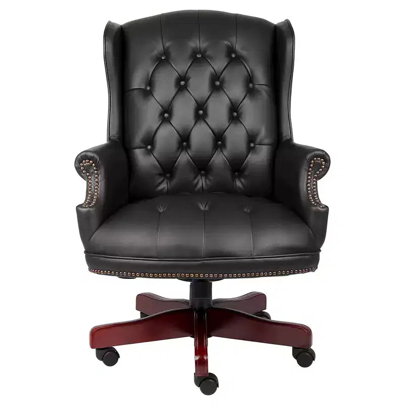 Sedia da ufficio tradizionale Wingback con altezza regolabile e base girevole