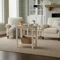 Tavolino d'appoggio solido in Parawood con ripiano inferiore, beige
