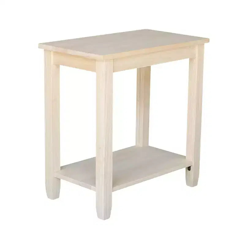 Tavolino d'appoggio solido in Parawood con ripiano inferiore, beige