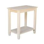 Tavolino d'appoggio solido in Parawood con ripiano inferiore, beige