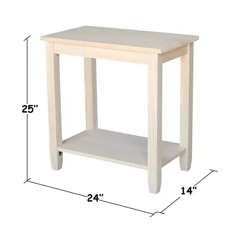 Tavolino d'appoggio solido in Parawood con ripiano inferiore, beige
