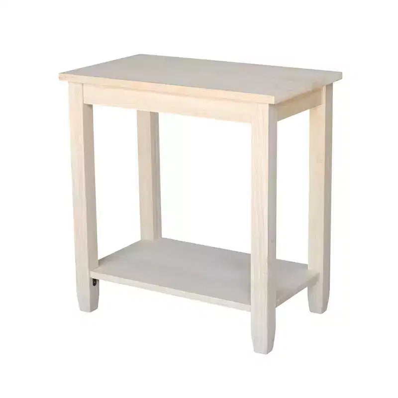 Tavolino d'appoggio solido in Parawood con ripiano inferiore, beige
