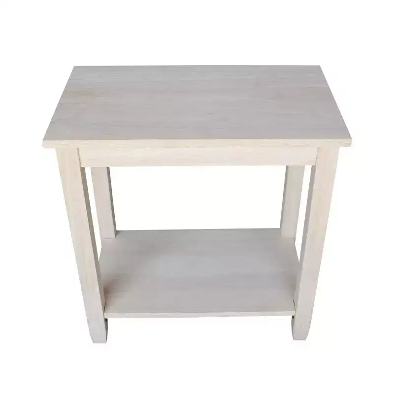 Tavolino d'appoggio solido in Parawood con ripiano inferiore, beige