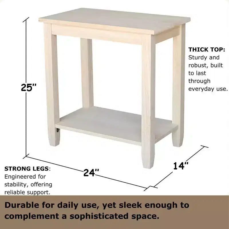 Tavolino d'appoggio solido in Parawood con ripiano inferiore, beige