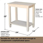 Tavolino d'appoggio solido in Parawood con ripiano inferiore, beige