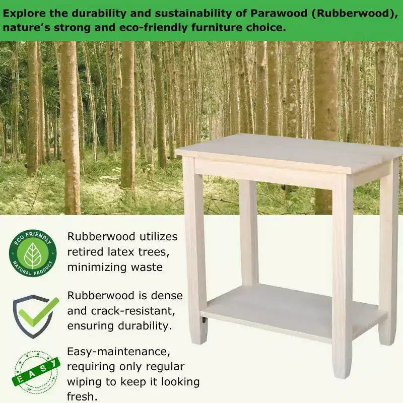 Tavolino d'appoggio solido in Parawood con ripiano inferiore, beige