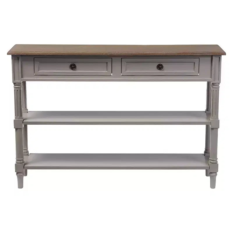 Consolle in stile provenzale con 2 cassetti – Bianco/Marrone chiaro