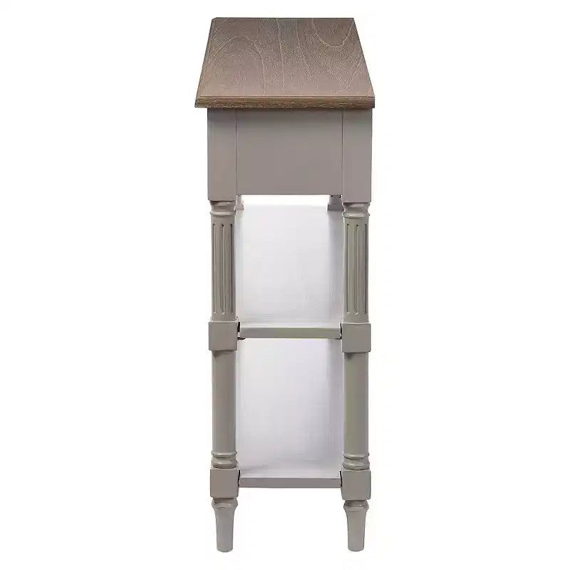 Consolle in stile provenzale con 2 cassetti – Bianco/Marrone chiaro