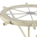 Tavolino Rotondo d'Appoggio in Metallo e Vetro – Stile Costiero, Bianco, Altezza 24"
