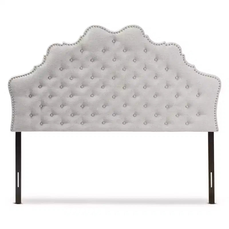 Testiera imbottita con bottoni decorativi – Beige
